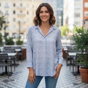 Rock Flower Paper Penelope blue poet shirt cotton sz medium new with tags WT393